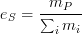 eS=mP/sum(i)mi